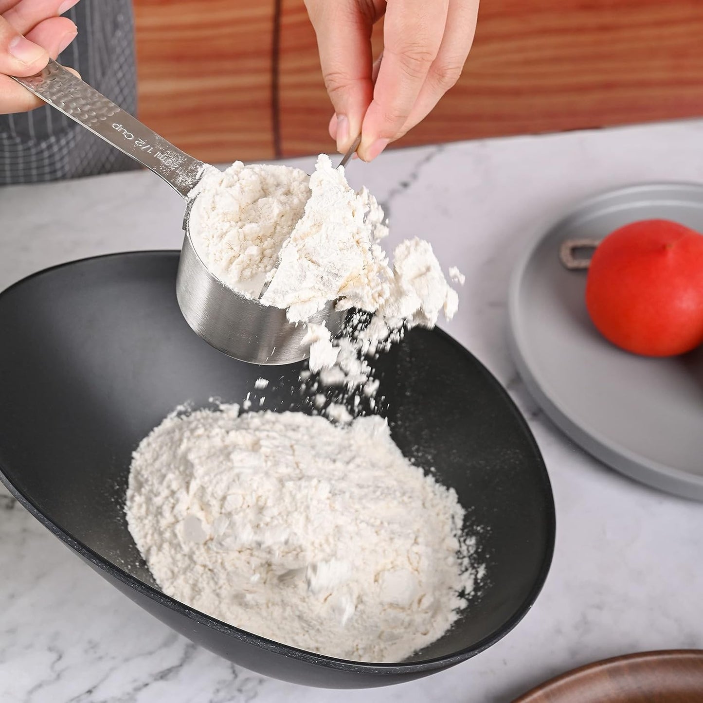 Smithcraft Measuring Cup Set of 8 Stainless Steel Measuring Cups18/8(304) Steel Material Heavy Duty 8 Measuring Cups and 1 Ring Set of 9