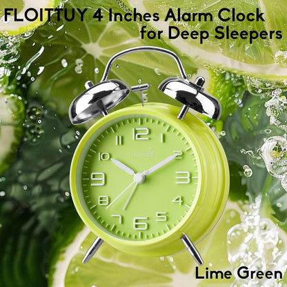 FLOITTUY (Loud Alarm for Deep Sleepers) 4'' Twin Bell Alarm Clock with Backlight for Bedroom and Home Decoration(Black)