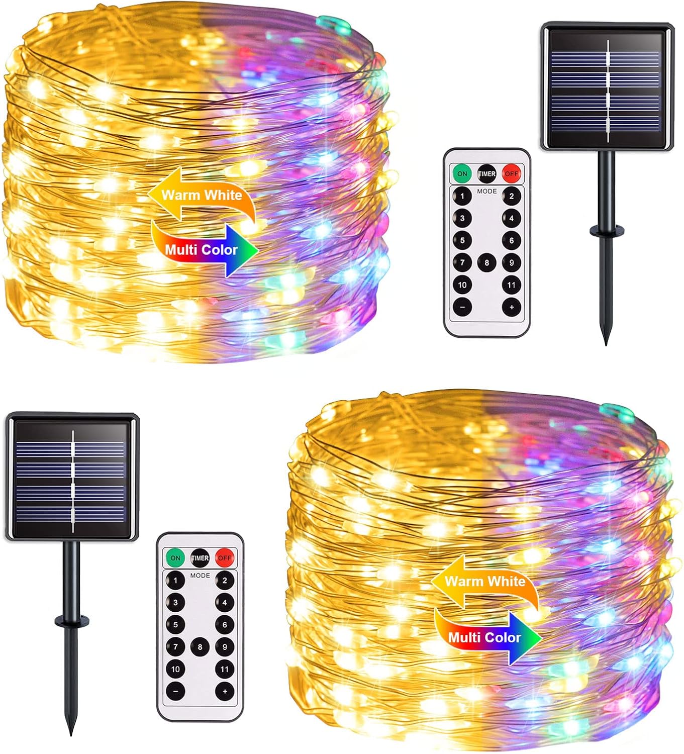 Solar Halloween Decoration Lights, JMEXSUSS 2 Pack 33FT 100 LED Orange and Purple Halloween String Lights, Halloween Lights with 8 Modes for Halloween Tree Yard Outdoor Spooky Party Garden Decorations