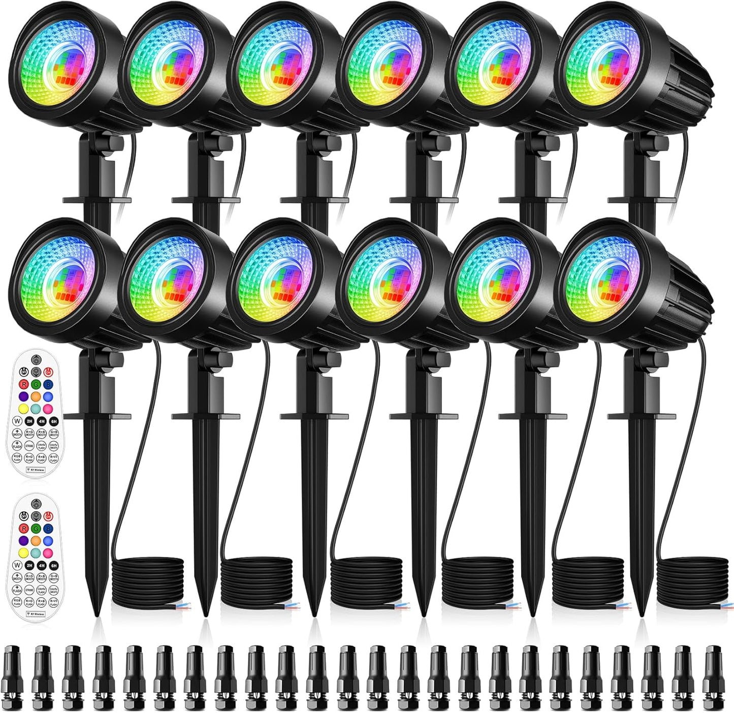 CRODIAL 15W RGB Landscape Lighting Color Changing 12 Pack