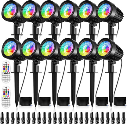 CRODIAL 15W RGB Landscape Lighting Color Changing 12 Pack