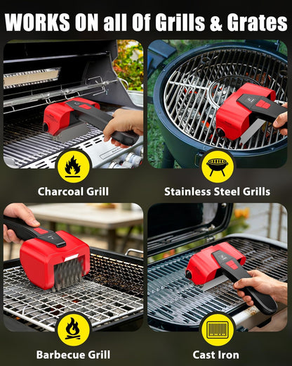 Electric BBQ Grill Brush,800RPM Automatic Grill Cleaner for Outdoor Grill with 2-Speed & 20kg Torque–Last 3.5H, LED Light for Night,No Bristle Drop Safe for Cast Iron Stainless,Gifts for Men Dad