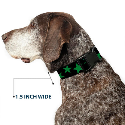 Buckle-Down PC-W21909-M Dog Collar Plastic Clip Buckle, 1"x11"-17", Star Black/White