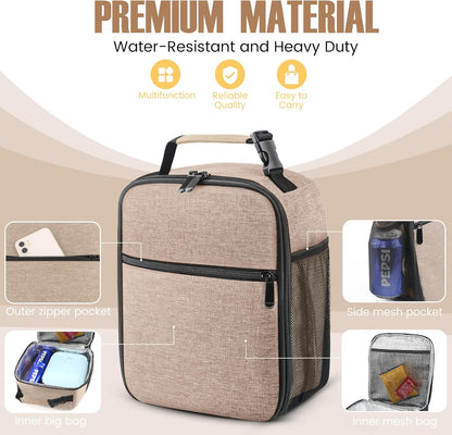 Lunch Bag for Men/Women, Reusable Lunch Box for Adult, Small Insulated Lunch Box, Lunch Tote Bag for Office, Work, Picnic