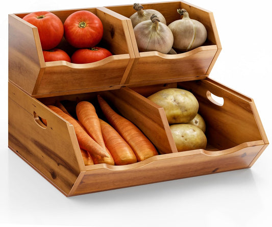 Purilite Select Stackable Acacia Wood Storage Bins