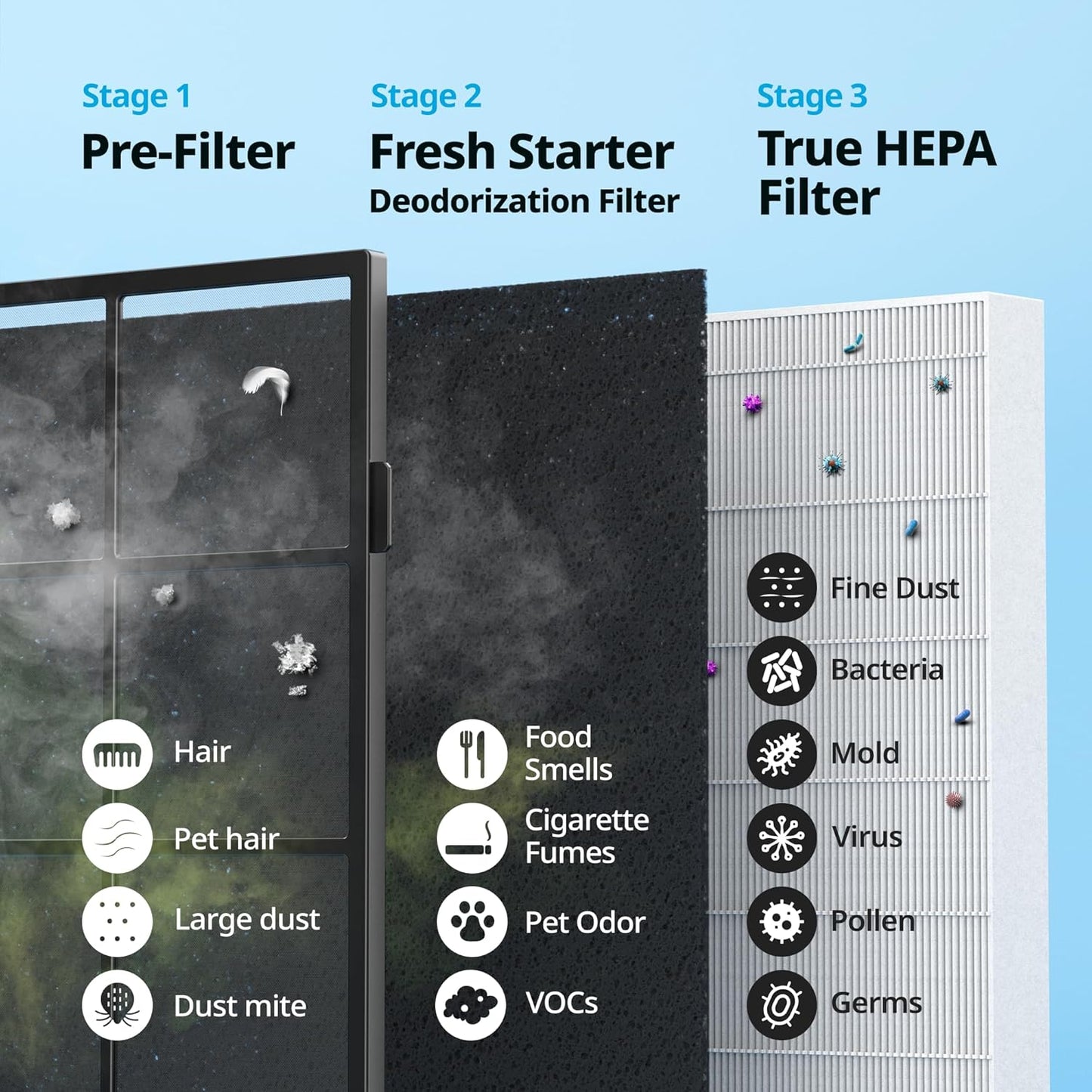 Coway Airmega AP-1512HH True HEPA Air Purifier with Air Quality Monitoring, Auto Mode, Timer, Filter Indicator, Eco Mode