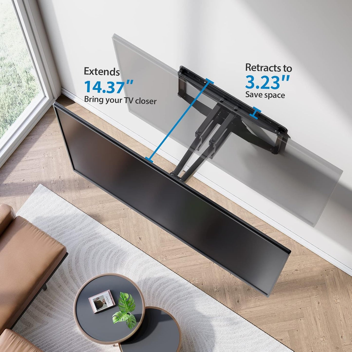 Pipishell Full Motion TV Wall Mount for Most 37-75 inch TVs up to 100 lbs, Wall Mount Bracket with Dual Articulating Arms, Swivel, Tilt, Max VESA 600x400mm, TV Mount Fits 12”/16” Wood Studs, PILF6 - PuriLite