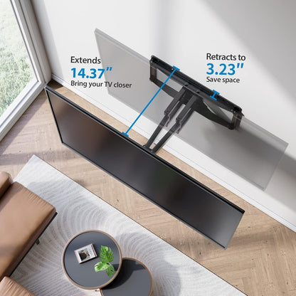 Pipishell Full Motion TV Wall Mount for Most 37-75 inch TVs up to 100 lbs, Wall Mount Bracket with Dual Articulating Arms, Swivel, Tilt, Max VESA 600x400mm, TV Mount Fits 12”/16” Wood Studs, PILF6 - PuriLite
