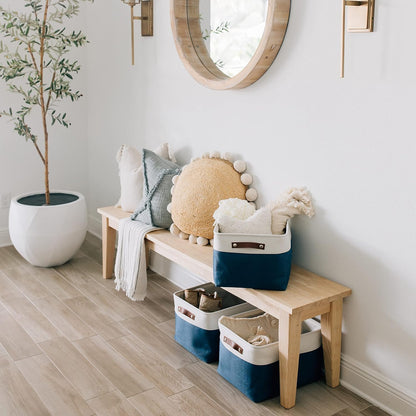 OrganiHaus Large Fabric Storage Baskets for Shelves 3 Pack, 15x11in Closet Storage Bins for Shelves, Cloth Baskets, Fabric Storage Cubes, Linen Closet Organizers, Fabric Basket, White Basket