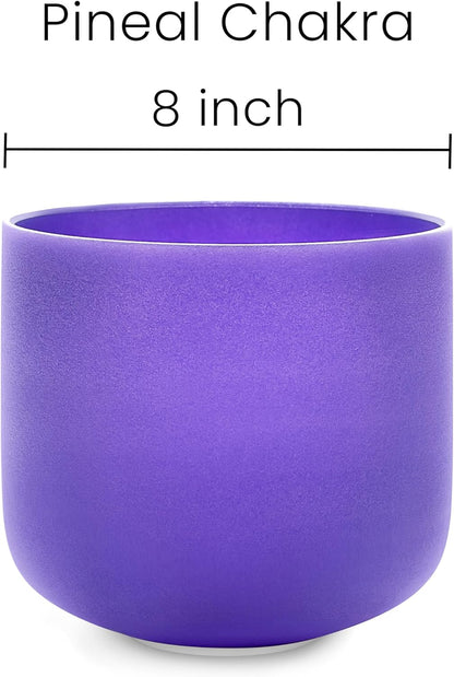 TOPFUND F Note Crystal Singing Bowl Heart Chakra 8 inch with Heavy Duty Carrying Case and Suede Striker