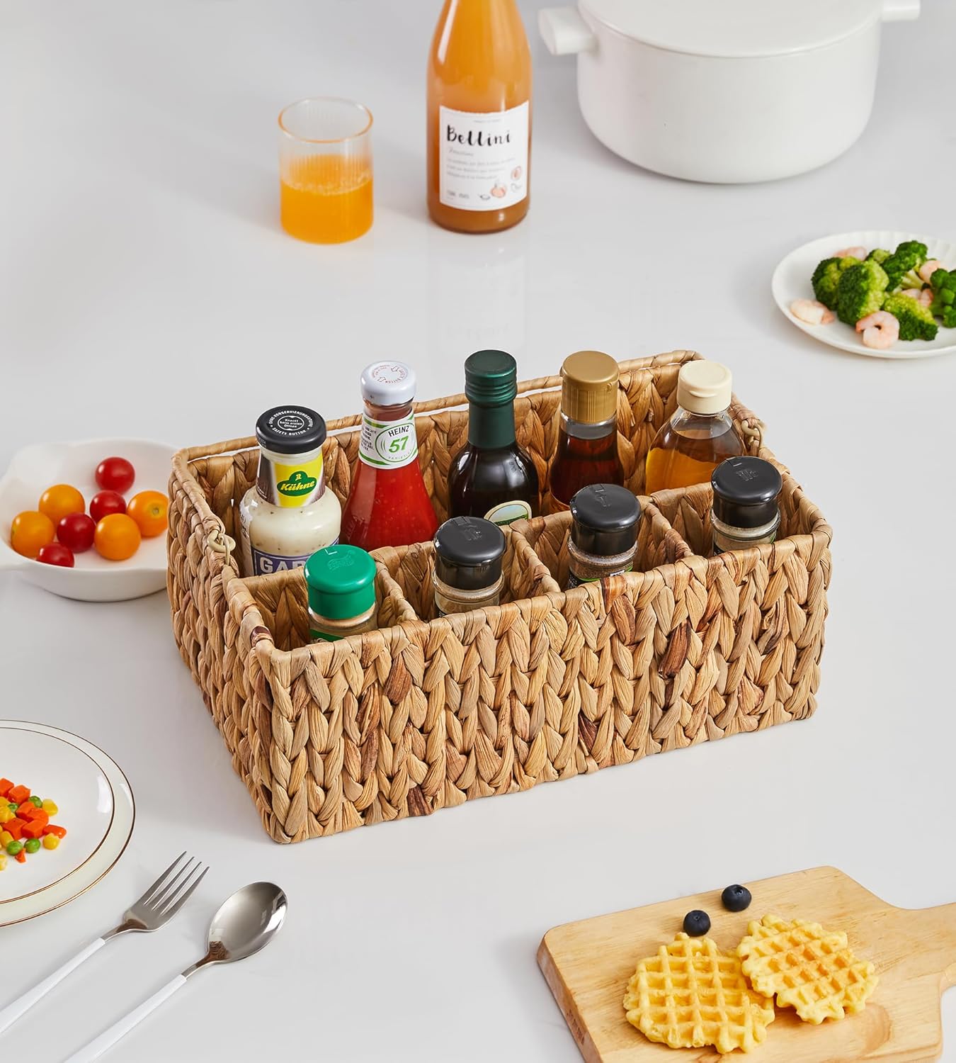 Utensil Caddy Organizer | Tabletop Utensil Basket | Napkin and Cutlery Holder | Picnic Utensil Caddy | Dining Table Organizer - PuriLite
