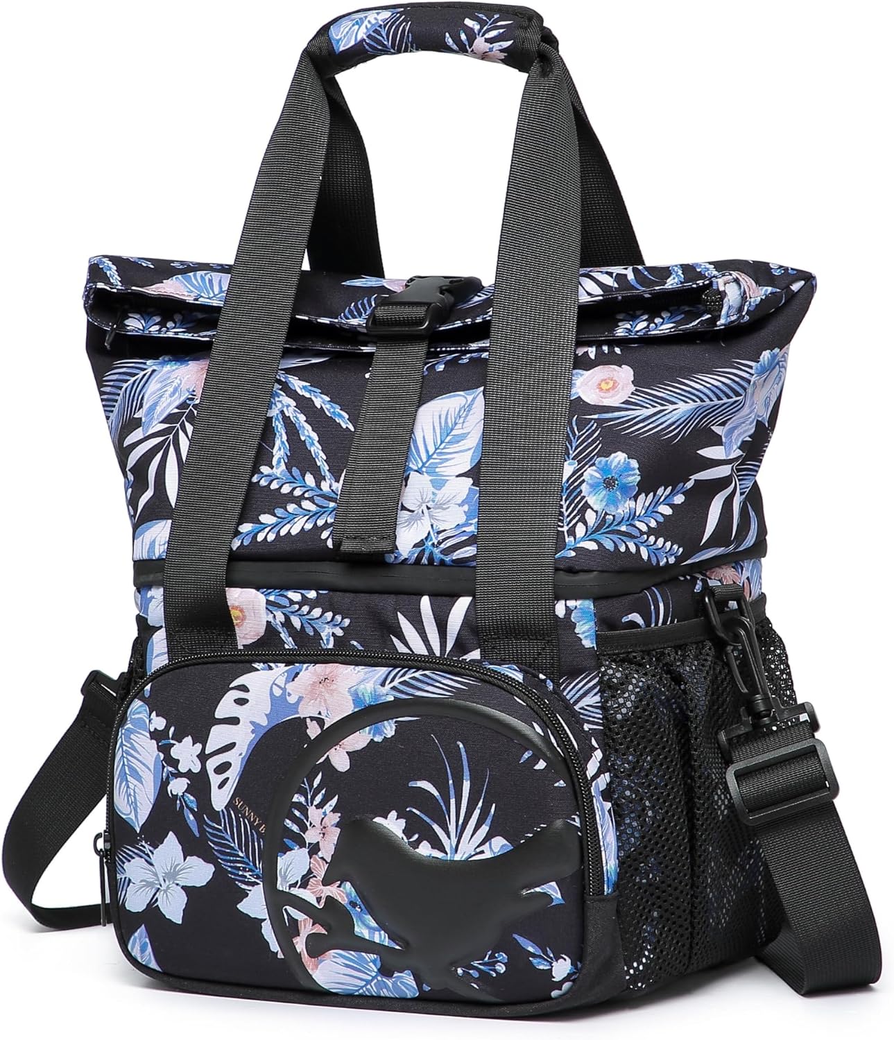 SUNNY BIRD Dual Compartment Lunch Bag Insulated Lunch Box for Women and Men (Green with Boho Strap)