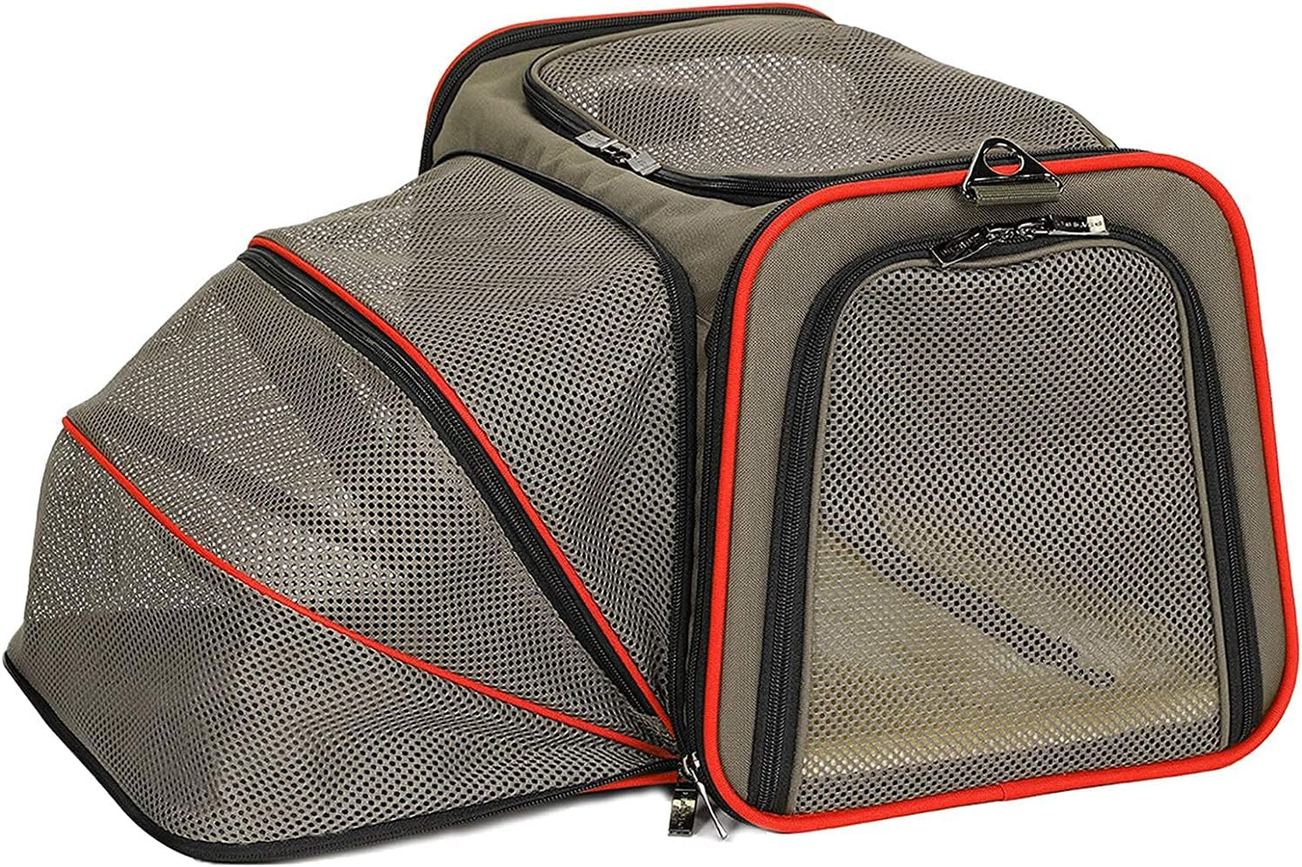 Petsfit Expandable Cat Dog Carrier Airline Approved, 17" L x 11" W x 11" H Soft-Sided Portable Pet Travel Carrier for Kitten, Puppy, Removable Soft Plush Mat and Pockets, Auto-Locking Zippers