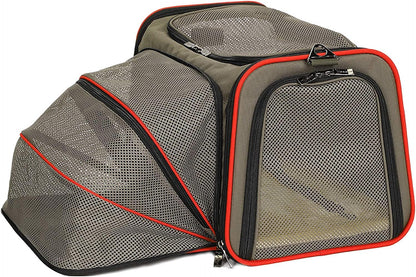 Petsfit Expandable Cat Dog Carrier Airline Approved, 17" L x 11" W x 11" H Soft-Sided Portable Pet Travel Carrier for Kitten, Puppy, Removable Soft Plush Mat and Pockets, Auto-Locking Zippers