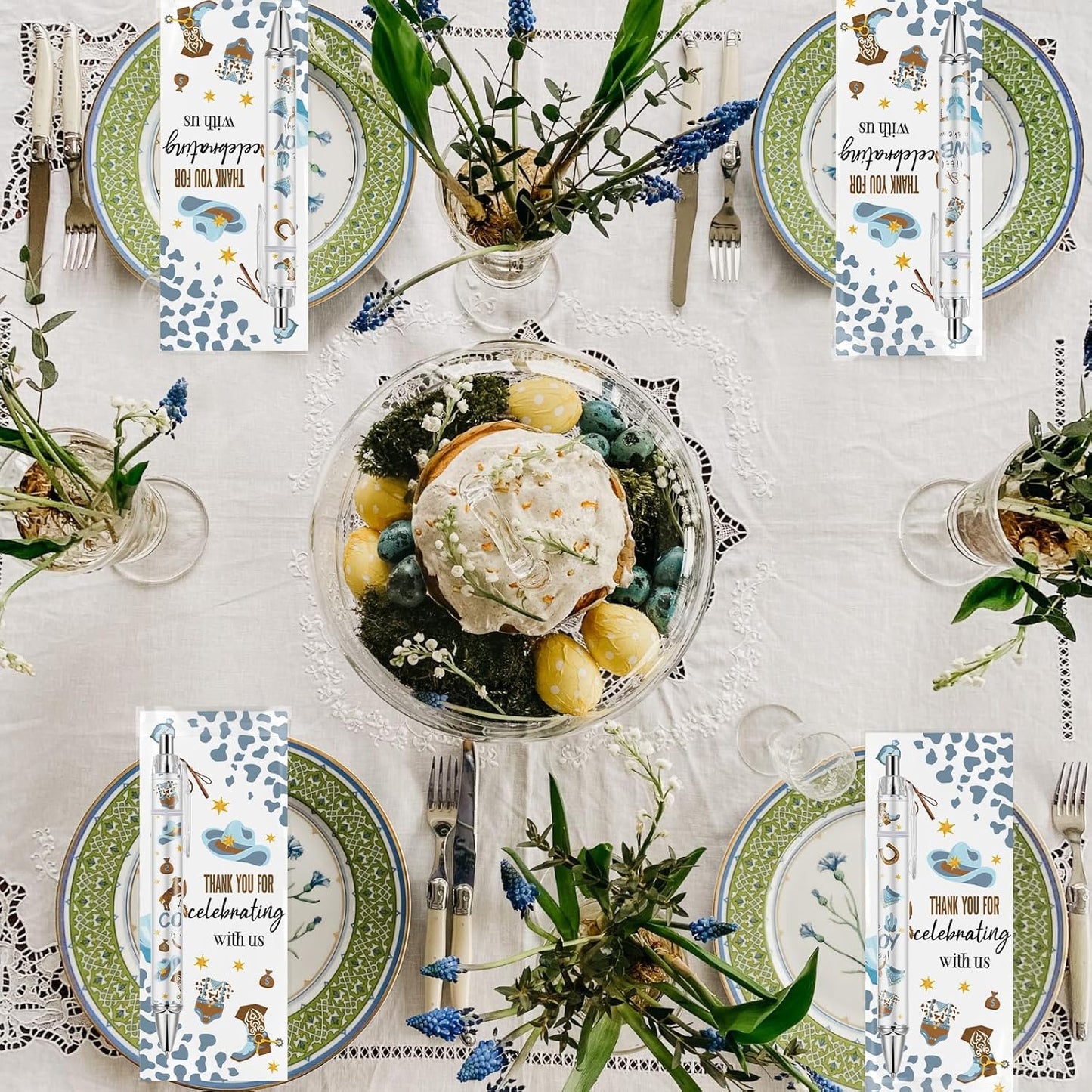 Lebsitey 50 Sets Pen Baby Shower Favors Gifts for Guests Includes 50 Rolling Paper Ballpoint Pens and 50 Greeting Thank You Bookmarks Baby Shower Party Favors (Safari)