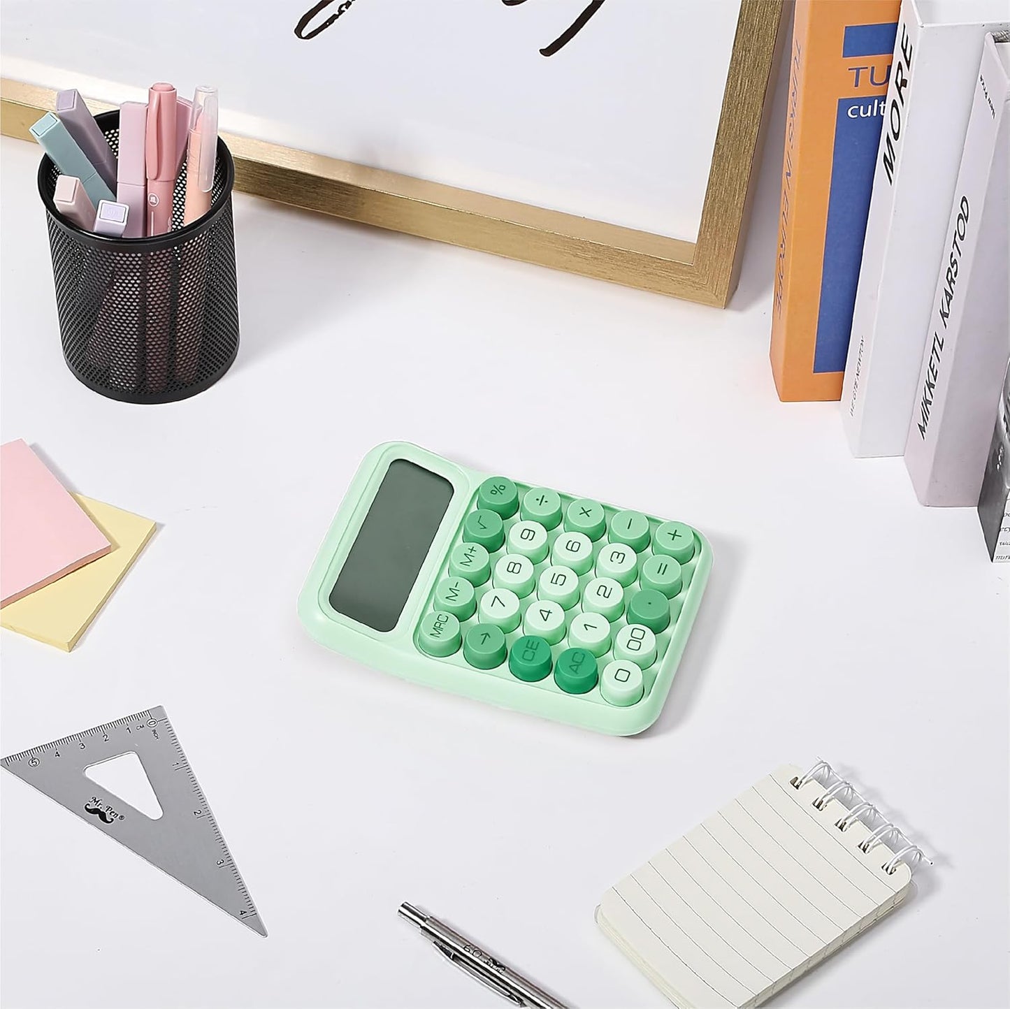 Mr. Pen- Mechanical Switch Calculator, 12 Digits, Large LCD Display, Orange With Big Buttons, Desktop, Cute and Aesthetic Design