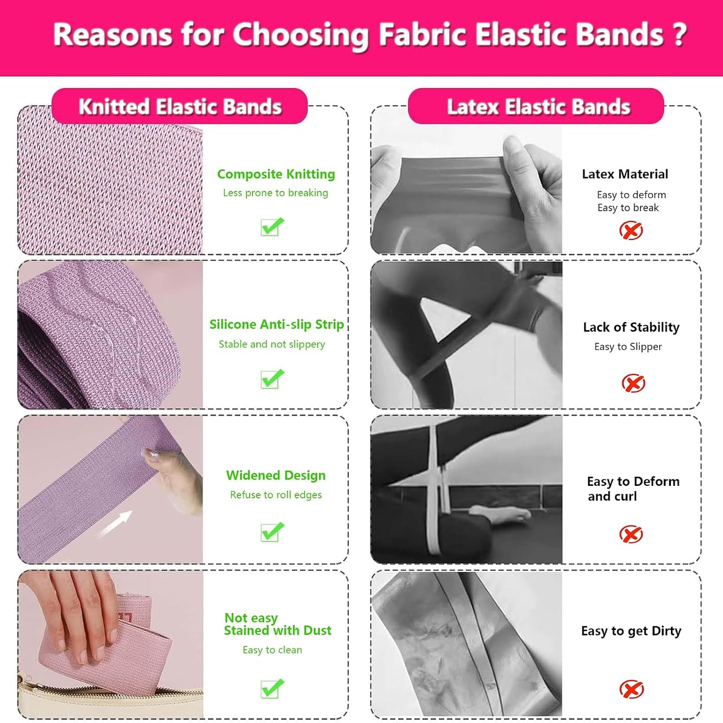 Fabric Resistance Bands Set for Women & Men, 4 Pack Workout Booty Bands | 4 Resistance Levels Exercise Bands, Built in Silicone Non-Slip, For Glutes, Legs, Squats, Yoga, Pilates and Strength Training