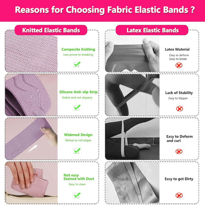 Fabric Resistance Bands Set for Women & Men, 4 Pack Workout Booty Bands | 4 Resistance Levels Exercise Bands, Built in Silicone Non-Slip, For Glutes, Legs, Squats, Yoga, Pilates and Strength Training