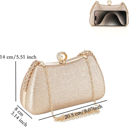 Buric Evening Clutch Bag for Women Glitter Shiny Dress Purse Wedding Bride Handbags Evening Clutches for Cocktail Party