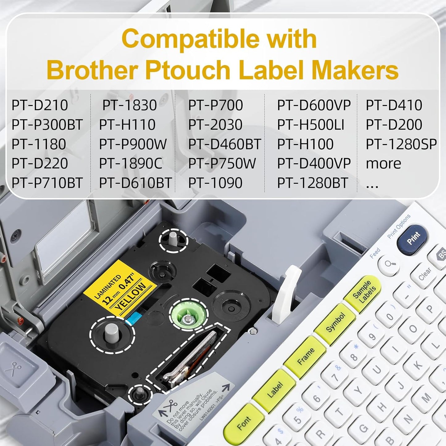 5 Pack Compatible with Brother Label Maker Tape P Touch TZe TZ Tape 12mm 0.47'' Laminated White TZe-231 TZ 231 Label Tape for Brother P-Touch PT-H110 PT-D210 PT-D600 PT-D400AD PT-1290