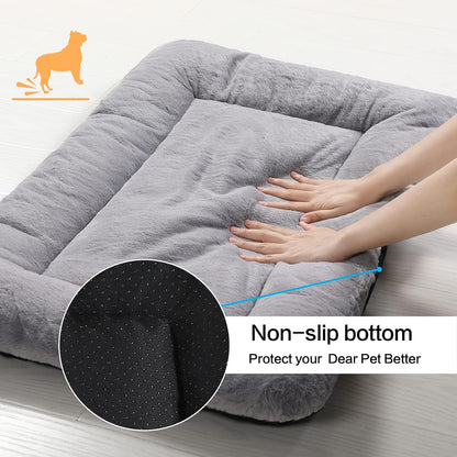 VERZEY Medium/Large Dog Bed Mat Crate Pad, 36" Metal Crates Fit, Ultra-Soft, Machine Washable & Anti-Slip Kennel Mat, Cozy Sleeping Mat for Medium/Large Dogs, Gray, 36L x 23W x 1H Inches