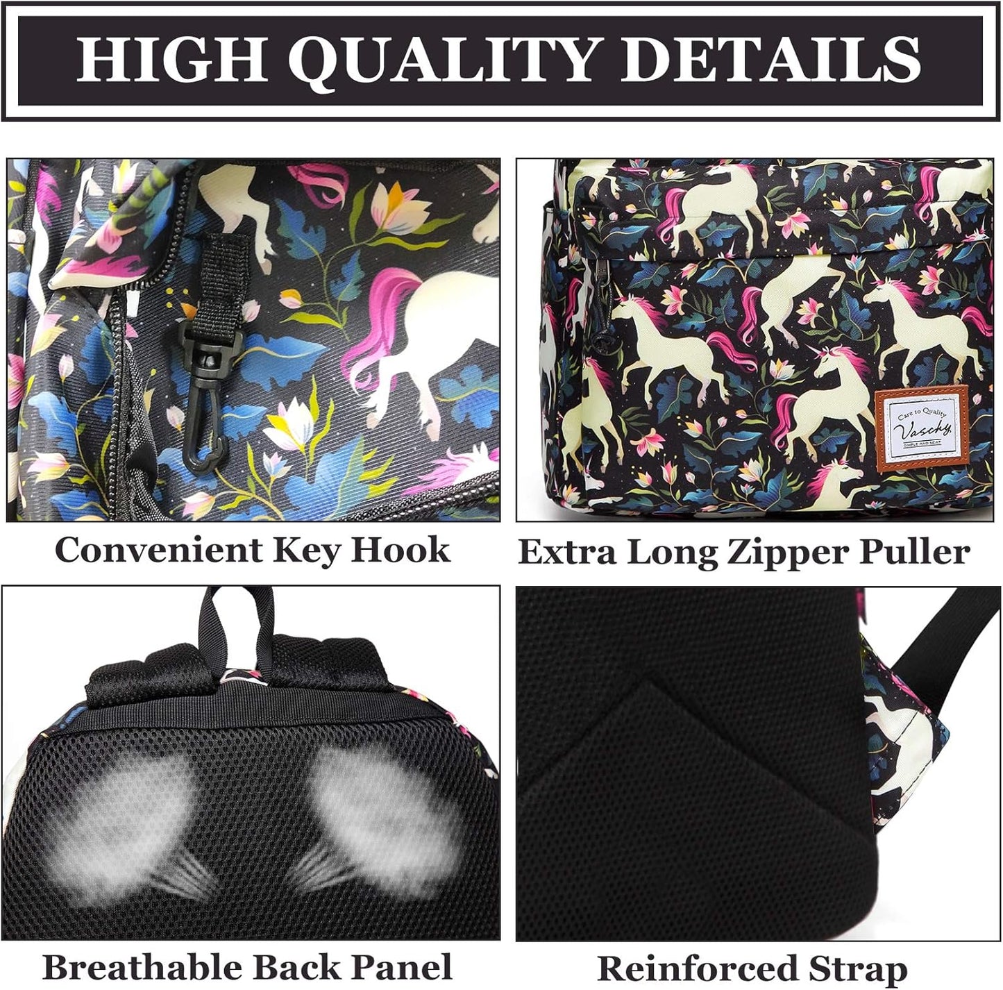 VASCHY Lightweight School Backpack for Women with Sleeve for 14" Laptop