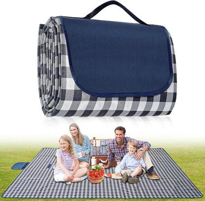 Extra Large Outdoor Picnic Blanket, 79"x79" Waterproof Picnic Mat, Sandproof Beach Blanket Portable Camping Blanket Lightweight for Park Beach Camping Courtyard (Dark Blue)