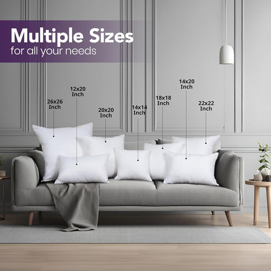 Utopia Bedding Throw Pillows Insert (Pack of 2, White) - 20 x 20 Inches Bed and Couch Pillows - Indoor Decorative Pillow - PuriLite