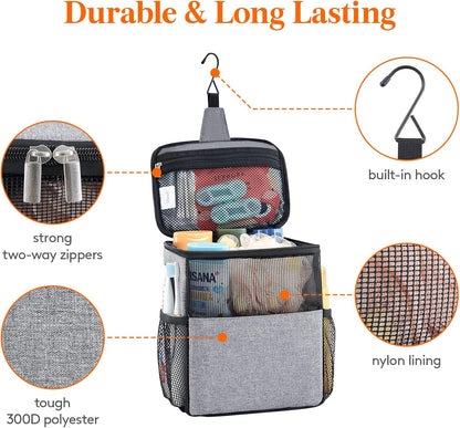 Lifewit Shower Bag Mesh Shower Caddy Portable College Dorm Room Essentials Tote Bag for Bathroom, Gym, Travel, Camping Quick Dry Hanging Shower Organizer Basket Toiletry Bag, Medium, Black