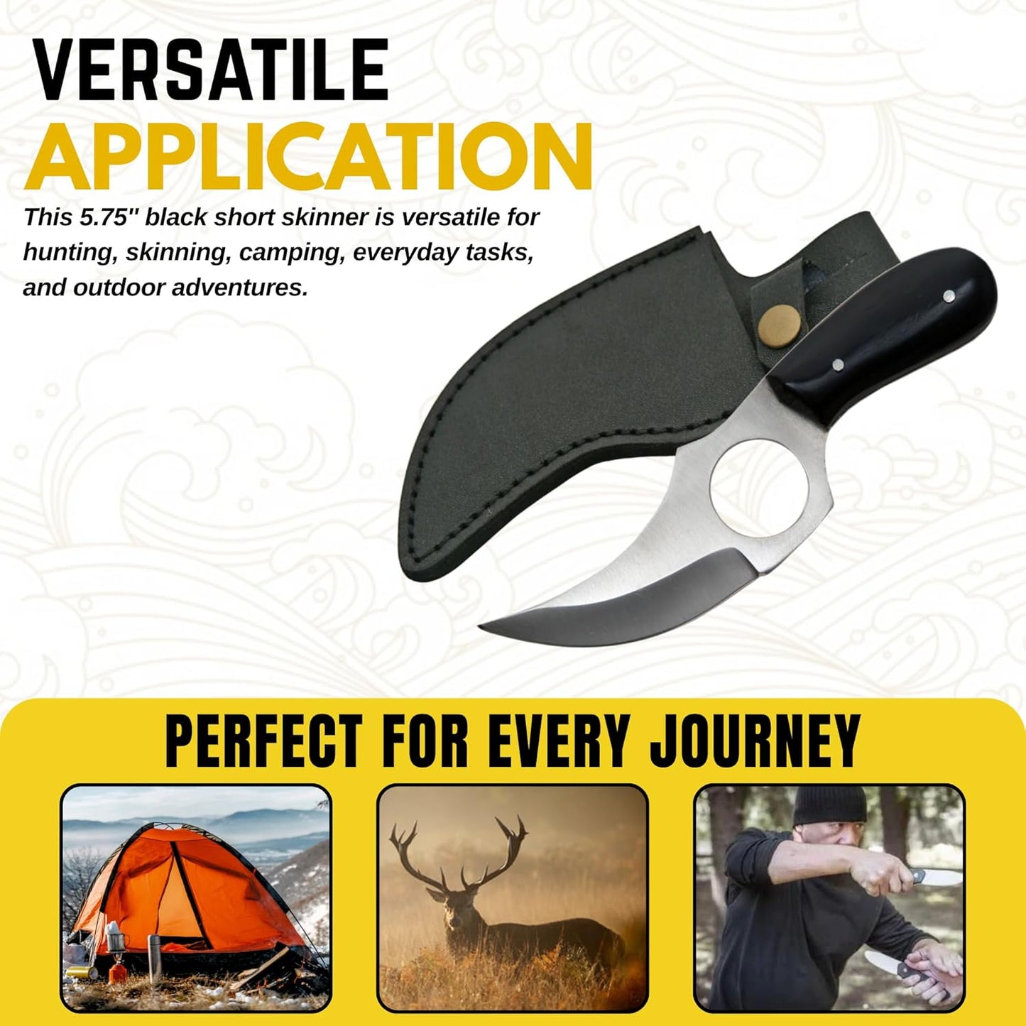 Szco Supplies Black Short Skinner Knife