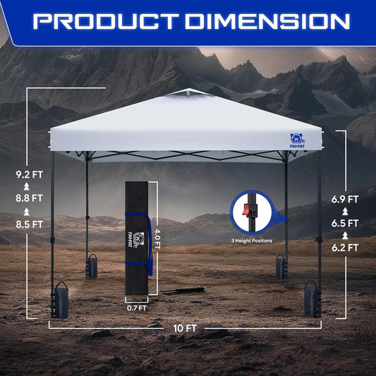 FANPAT 10x10 Pop Up Canopy Tent, Instant Portable Shelter, White 10x10