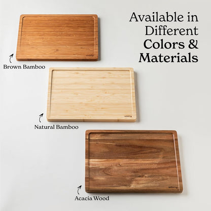 SMIRLY Wood Cutting Boards For Kitchen Meal Prep & Serving, Bamboo Cutting Board Set, Charcuterie Chopping Boards and Wooden Cutting Boards for Kitchen