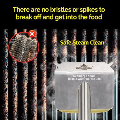 XUDAKAIXIN Grill Brush Bristle Free,BBQ Replaceable Scraper Cleaning Head,Safe Grill Accessories for Cast Iron Grates/Porcelain/Weber Gas/Charcoal Grill,Grill Brush for Outdoor Grill-Yellow