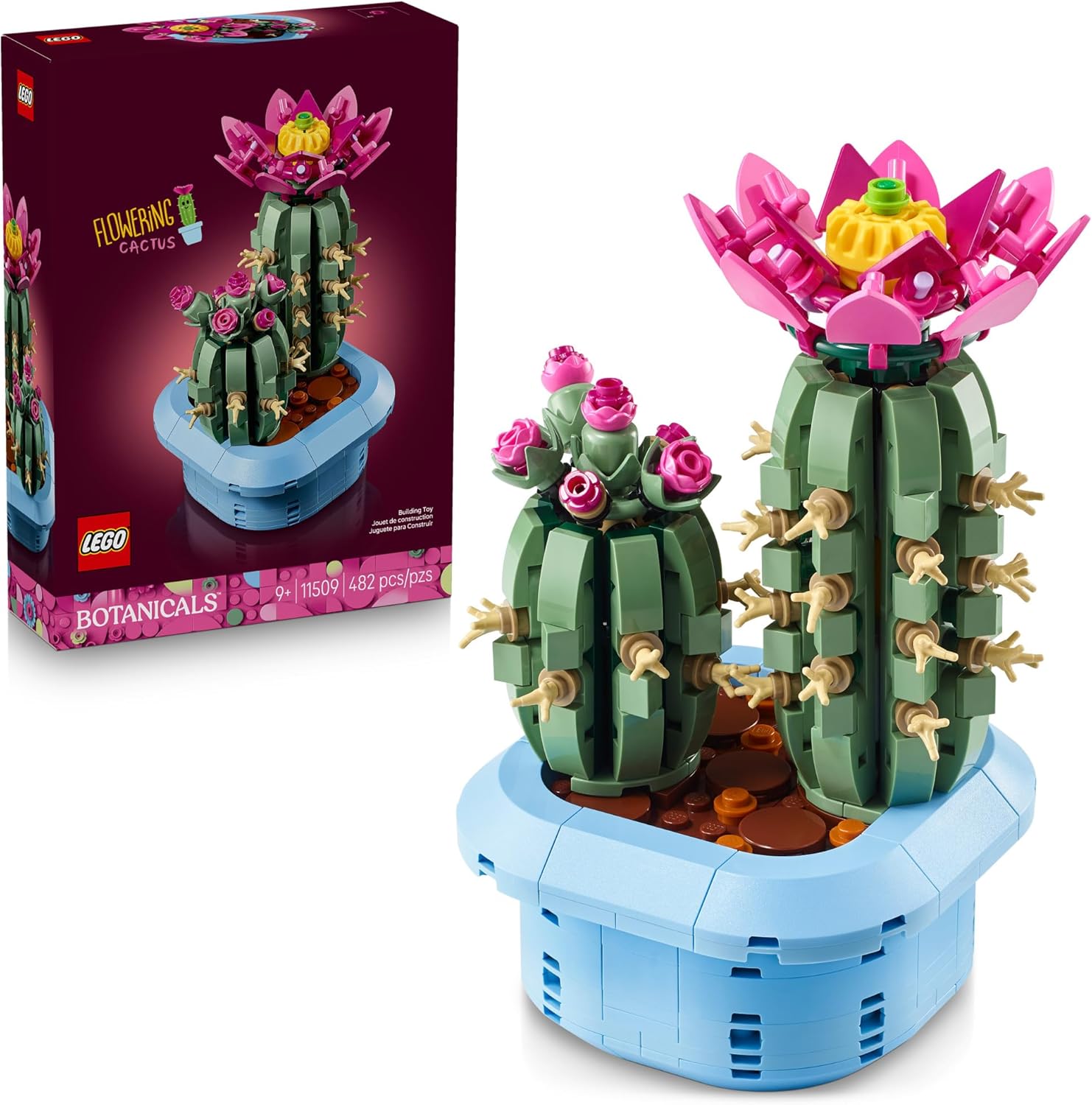 Flowering Cactus Building Toy | Plant Building Set | Artificial Cactus Decor | Construction Block Cactus | Creative Display Model - PuriLite