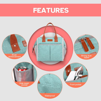 Lunch Bag for Women & Men, Insulated Lunch Box Cooler Tote Bags, Adult Reusable Lunch Boxes with Water Resistant for Work, Travel and Picnic (Grey)