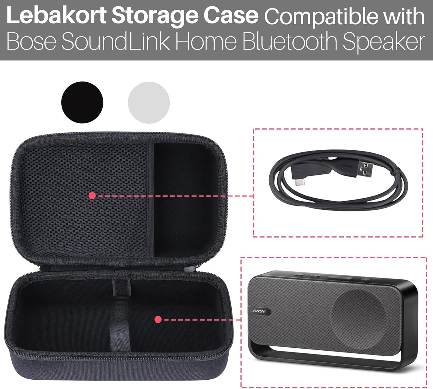 Storage Case Compatible with Bose SoundLink Home Bluetooth Speaker (Light Silver Case)