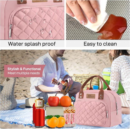 HOMESPON Lunch Bag for Woman Man Adults with Front Pocket Insulated Lunch Tote Lunch Box Container for Work Picnic or Travel(Black)