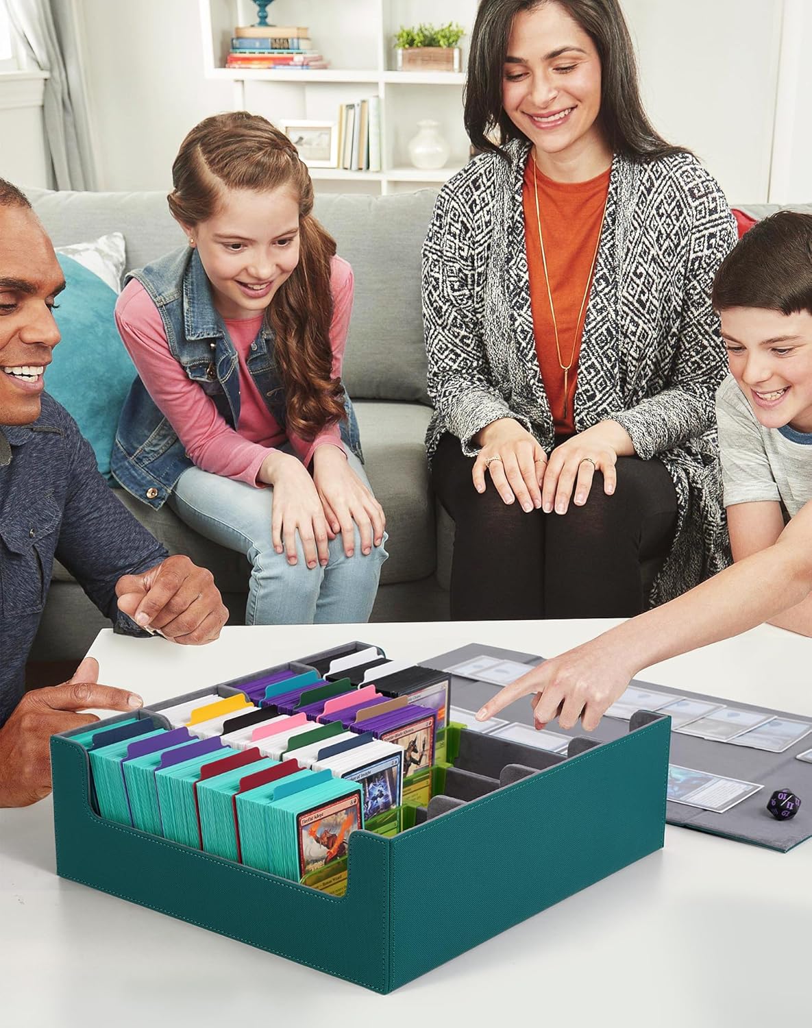 ZLCA Card Storage Box for MTG PTCG, Commander Deck Box Holds 3000+ Cards, Card Storage Case with 4 Stoppers, Card Organizer for TCG Sport Cards (Black)