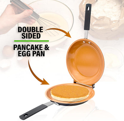 Gotham Steel Pancake Bonanza Pancake Maker, 2-Sided Nonstick Pancake Pan, Crepe Maker, Egg Pan, for Perfect Pancakes Eggs Crepes, Long Lasting Nonstick, Even Heating, Dishwasher Safe, 100% Toxin Free