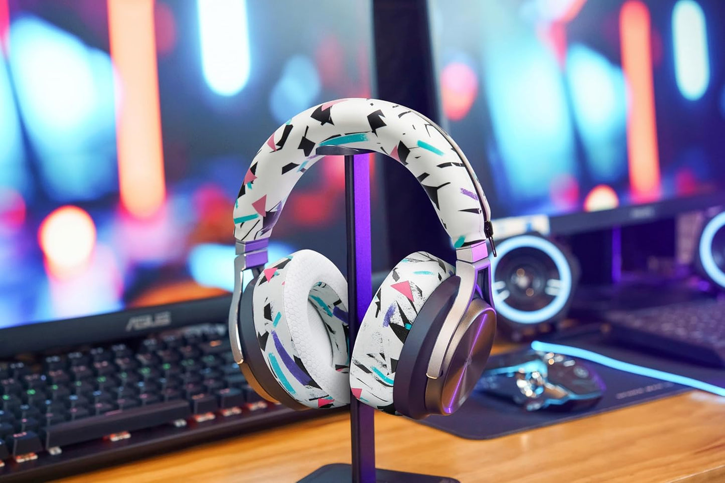 WC BandZ Virtuoso V2 - Silicone Headband Cover for Corsair Virtuoso Headphones by Wicked Cushions | Machine Washable, No More Flaking Leather | for Virtuoso Wireless, XT, and SE | Gold Marble