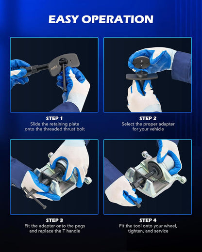 Orion Motor Tech 24pc Brake Caliper Compression Tool Set, Heavy Duty Brake Piston Compressor and Wind Back Tool Kit for Brake Pad Replacement, Universal Disc Brake Caliper Set with Blue Case