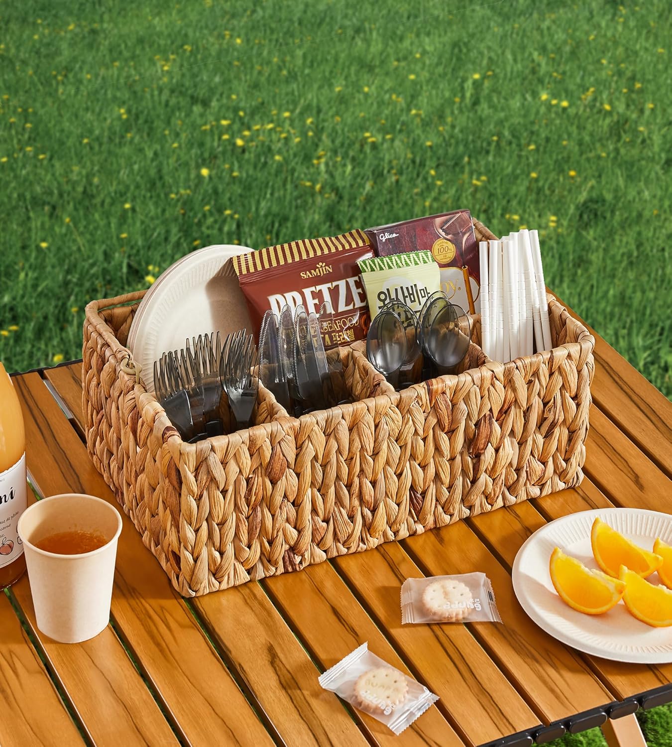 Utensil Caddy Organizer | Tabletop Utensil Basket | Napkin and Cutlery Holder | Picnic Utensil Caddy | Dining Table Organizer - PuriLite