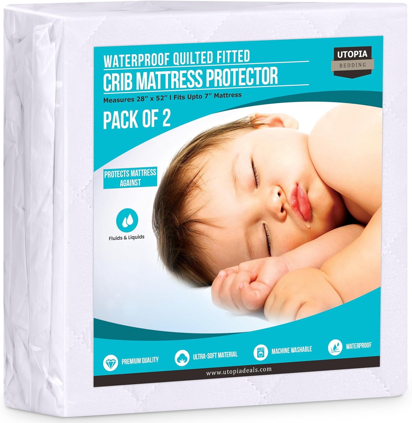 Purilite Select Waterproof Crib Fitted Mattress Protector (Pack of 2)