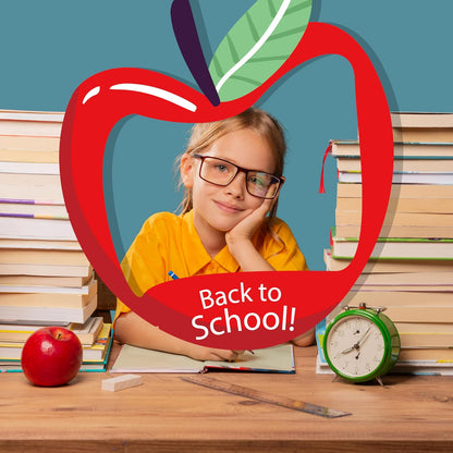 3 Pcs Back to School Photo Props Frame School Bus Photo Booth First Day of School Welcome Decorations School Pencil Shaped Backdrops for Back to School Party Classroom Supplies