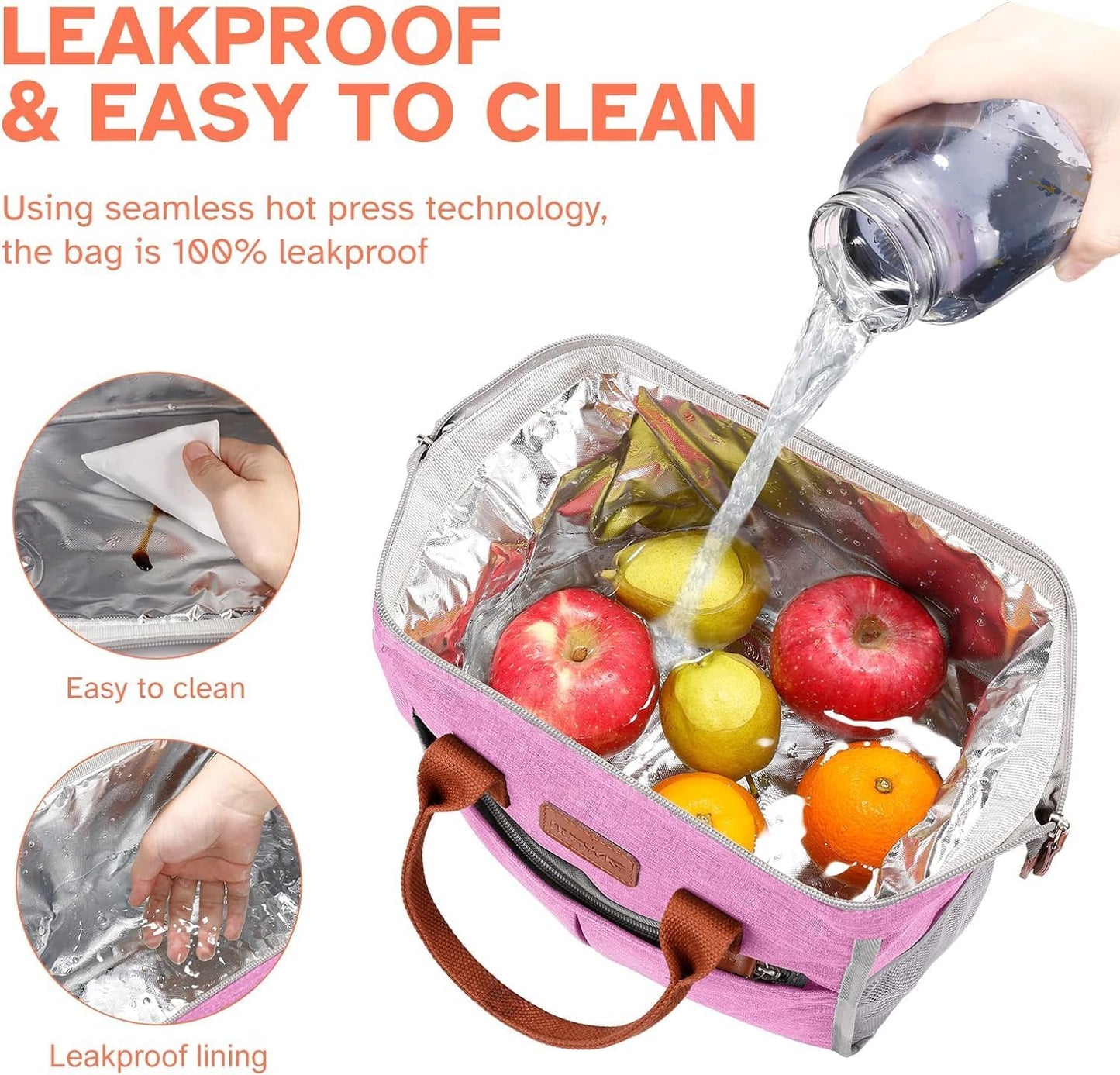 Lunch Bag for Women & Men, Insulated Lunch Box Cooler Tote Bags, Adult Reusable Lunch Boxes with Water Resistant for Work, Travel and Picnic (Grey)