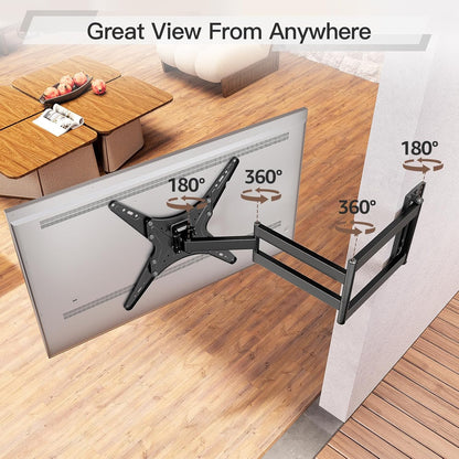 ELIVED Long Arm TV Wall Mount for Most 26-65 Inch TVs, 37.4 Inch Long Extension TV Mount Swivel and Tilt, Max VESA 400x400mm, Full Motion Wall Mount tv Bracket Holds up to 77 lbs.
