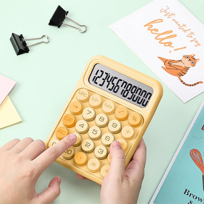 Mr. Pen- Mechanical Switch Calculator, 12 Digits, Large LCD Display, Orange With Big Buttons, Desktop, Cute and Aesthetic Design