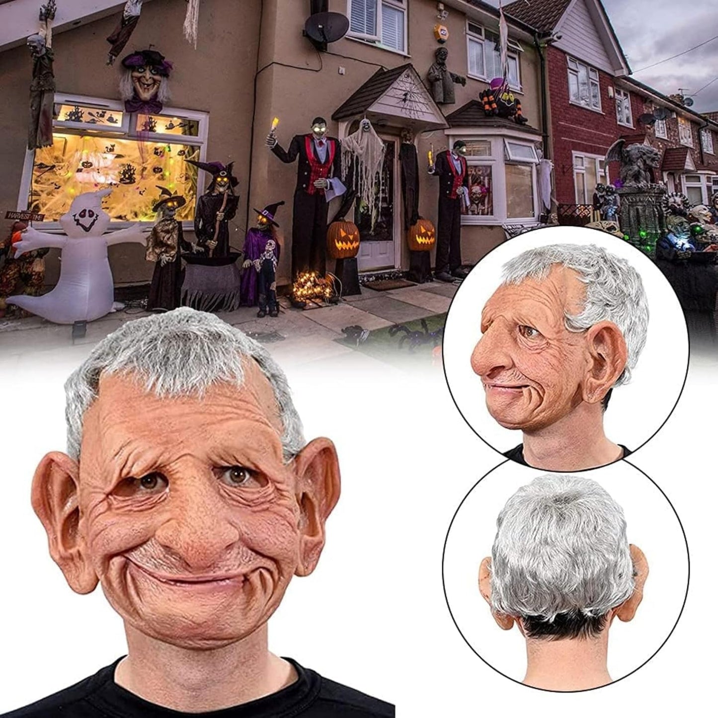 Realistic Old Man Mask - Silicone Mask for Adults, Lifelike Human Face Mask Halloween Costume Latex Realistic Mask for Men