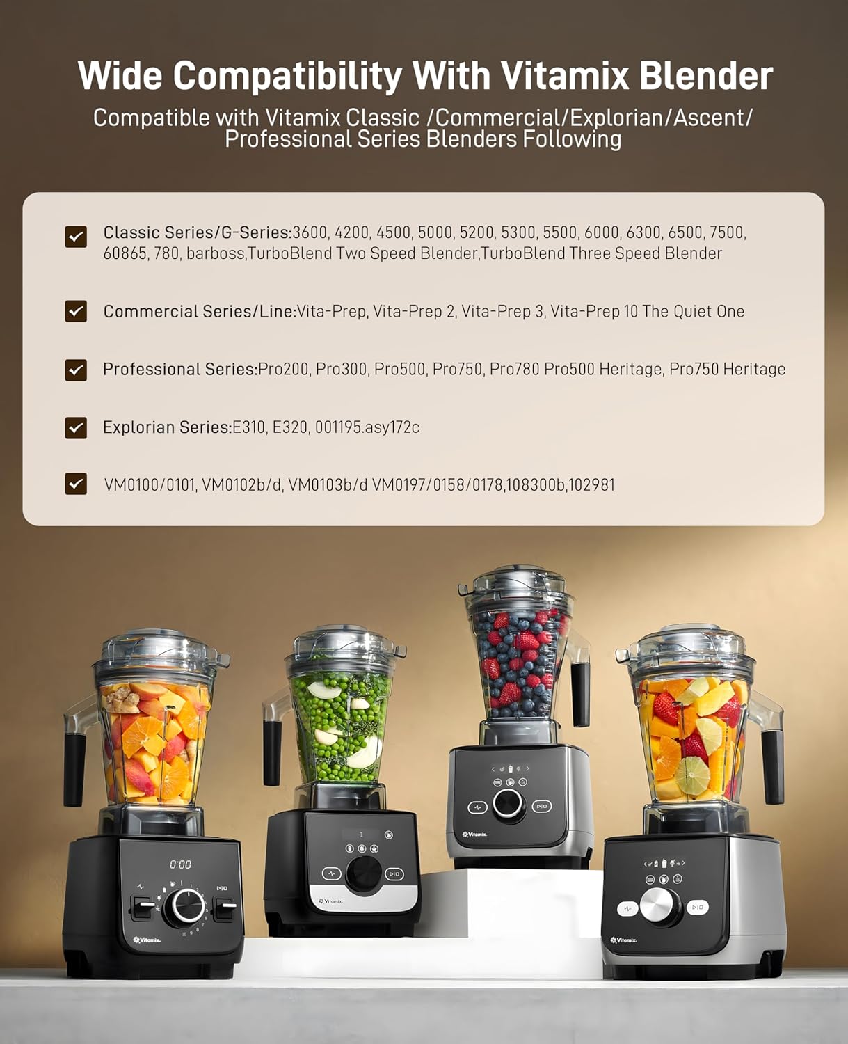 64oz Blenders Container for Vitamix replacement Pitcher Container Jar Cup Food Processor Accessories Kit, Fit to Vitamix 5300 7500, Classic C/Commercial/Explorian series