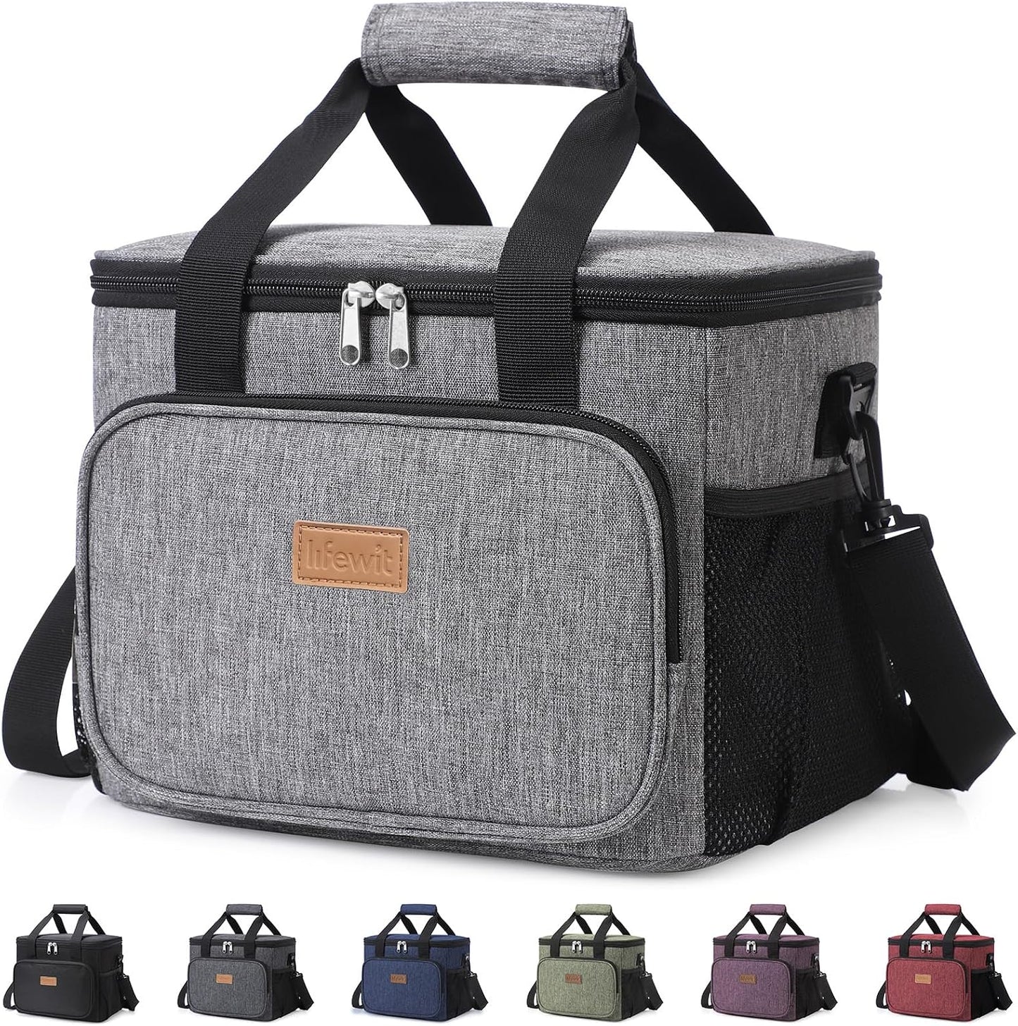 Lifewit Large Lunch Bag Insulated Lunch Box Soft Cooler Cooling Tote for Adult Men Women, Dark Green 12-Can (9L)